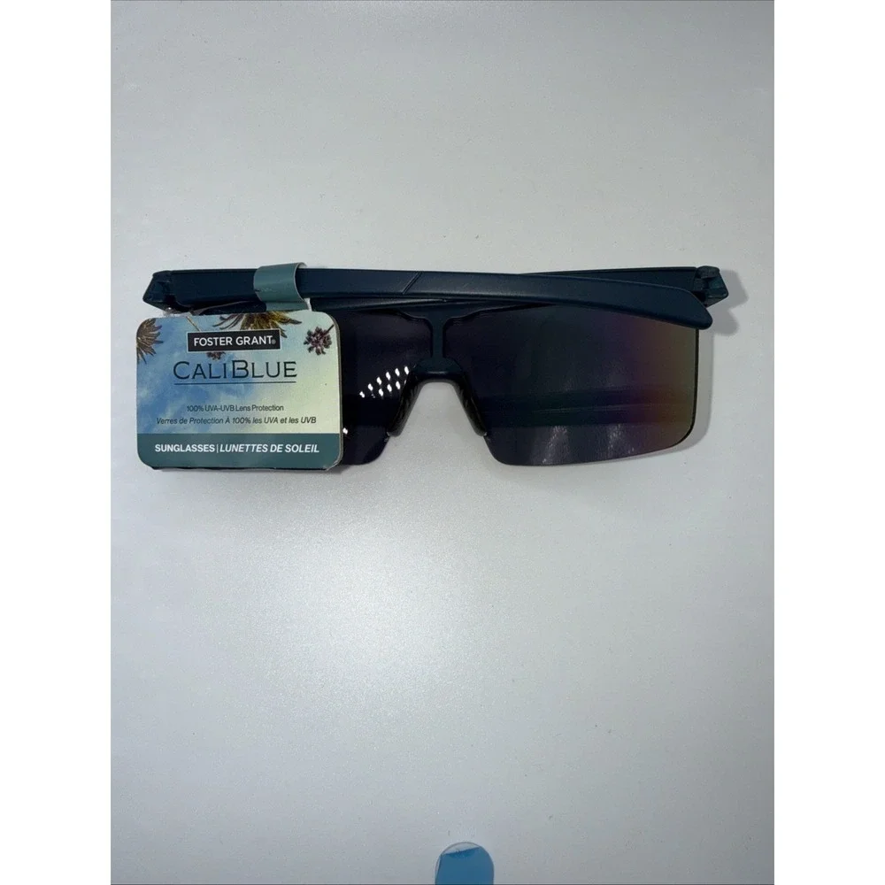 CALIBLUE Blue Mirrored Sunglasses Wrap Sport  Shield FOSTER GRANT SR1023 New Tag